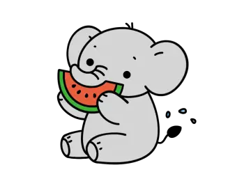Easy Cute Elephant Eating Watermelon Drawing Tutorial